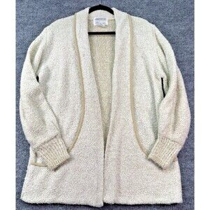 Vintage 80s Sideffects of CA Open Cardigan Sweater Size L Cream Textured Bouclé